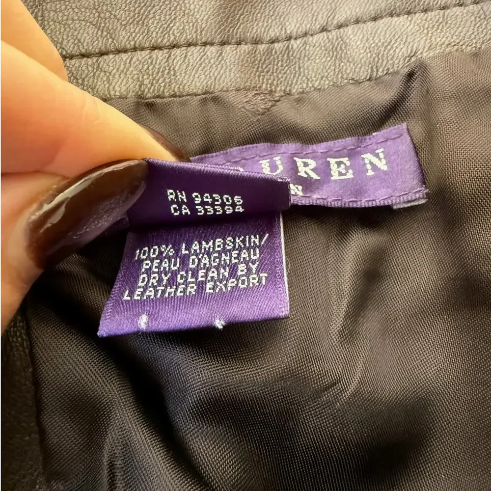 Vintage Ralph Lauren Collection Soft Brown Lamb Leather Pencil Mini Skirt Size 4